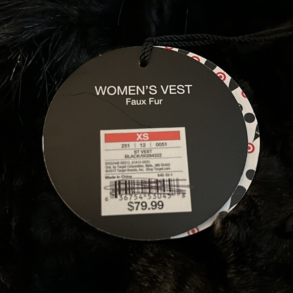 Neiman Marcus for Target Skaist Taylor Faux‎ Fur Vest 00294322 NWT Black XS - Picture 12 of 16